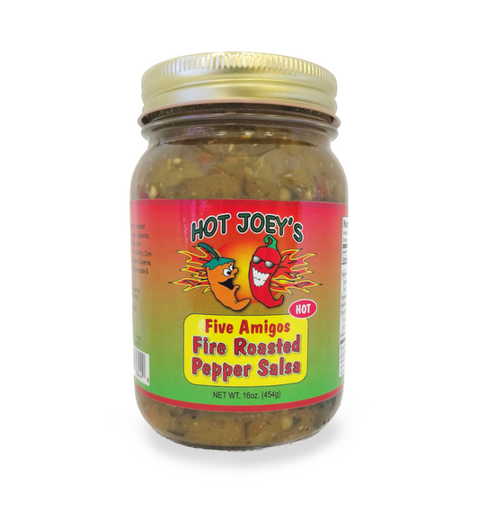 Five Amigos Fire Roasted Pepper Salsa (Hot) 16 oz