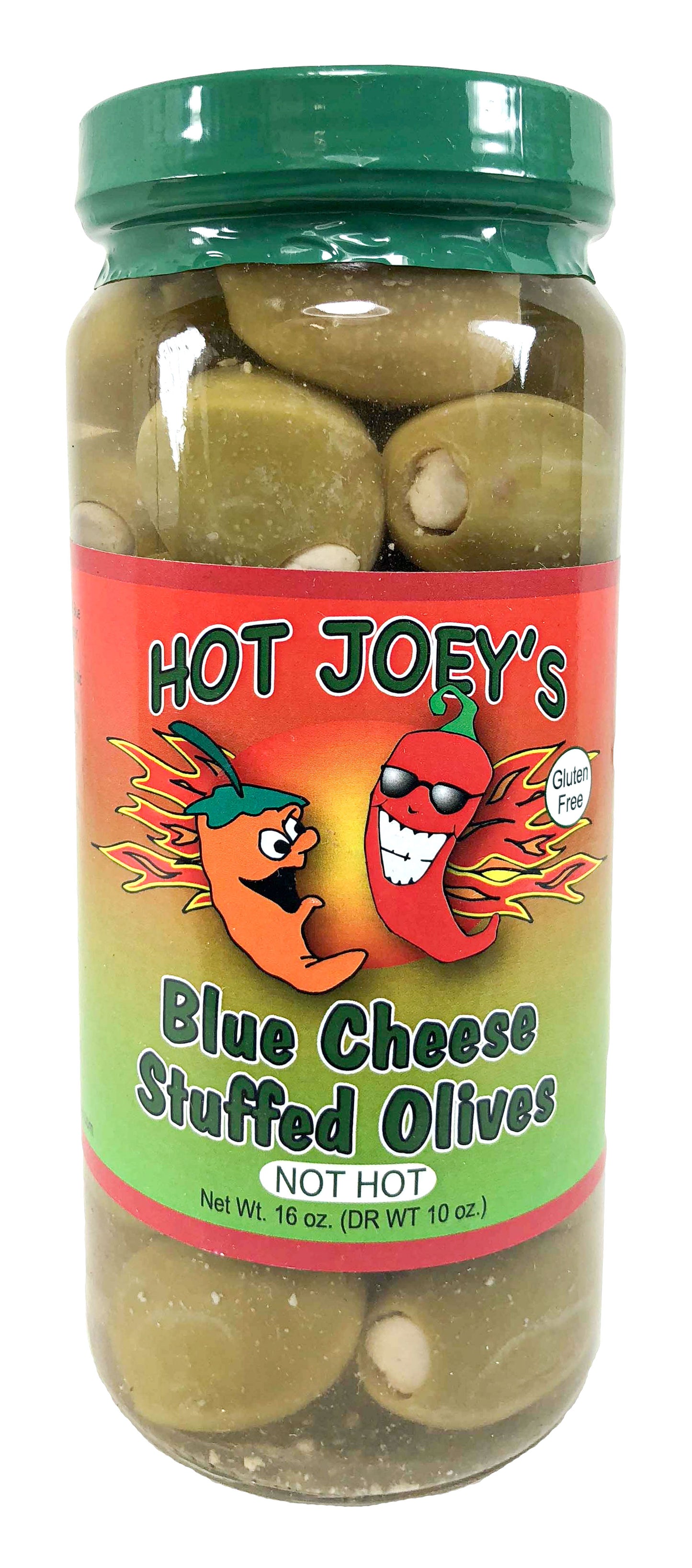 Hot Joey's Stuffed Blue Cheese Greek Olives 16oz. (Not Hot)
